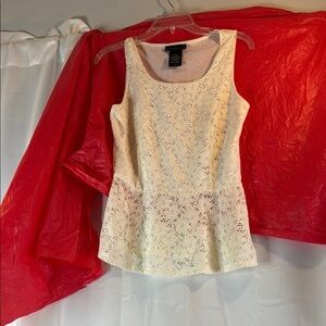 Attention Cream Peplum Sequin Tank Top